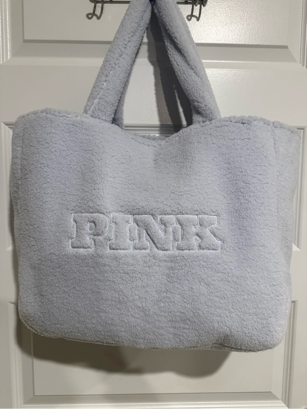 Victoria’s Secret PINK Gray Sherpa Zip Tote Bag NWOT